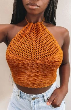 BB Exclusive Zola Crochet Top Mustard Tops