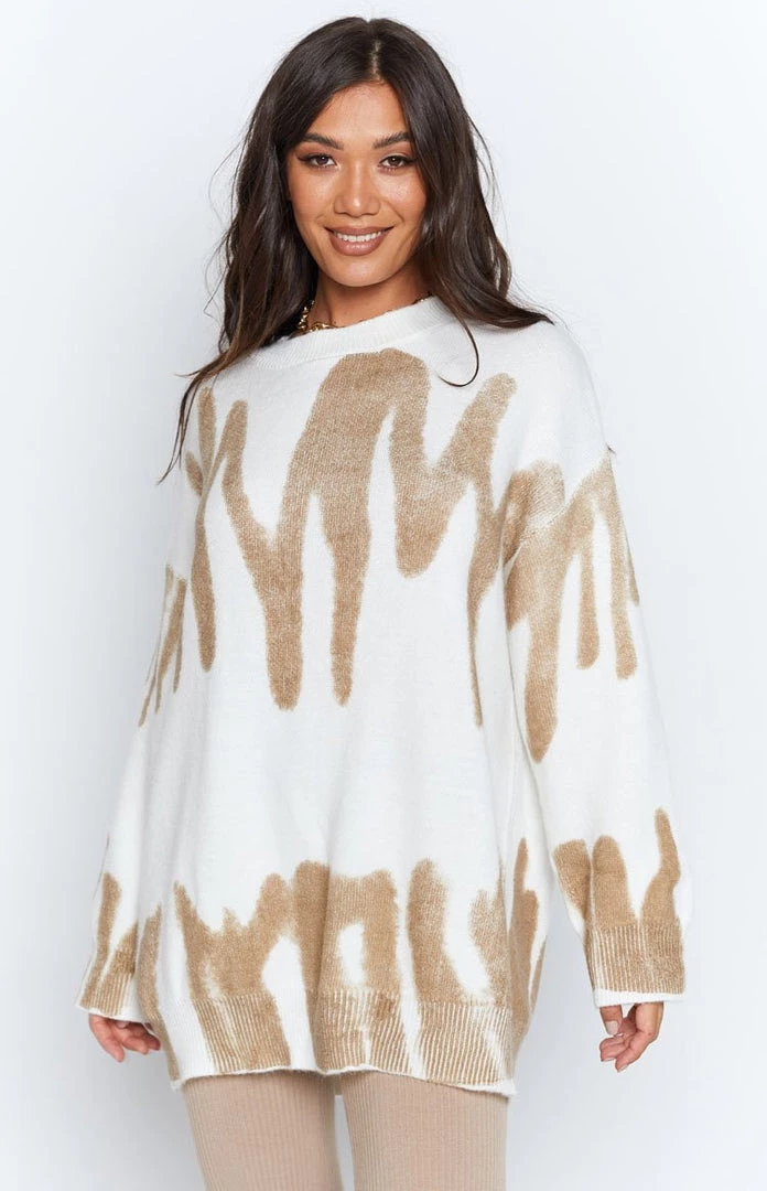 Beginning Boutique Outerwear Zosia Oversized Knitted Sweater Tan 4 Beginning Boutique Outerwear Zosia Oversized Knitted Sweater Tan