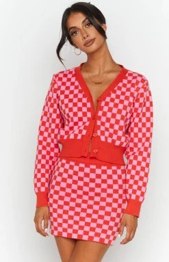 Beginning Boutique Zula Pink Check Cardigan Crop Tops 9 Beginning Boutique Zula Pink Check Cardigan Crop Tops