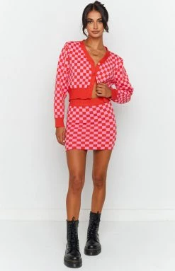Beginning Boutique Bottoms Zula Pink Check Mini Skirt