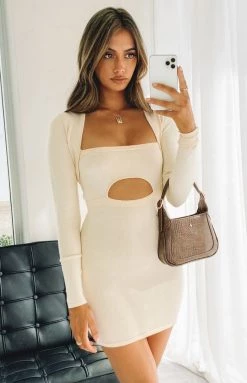 BB Exclusive Zuri Knit Dress With Bolero Cream Dresses