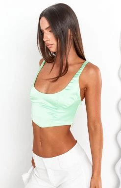 Beginning Boutique Zya Green Corset Top Tops