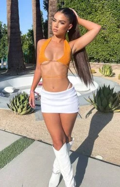 BB Exclusive Elva White Knit Mini Skirt