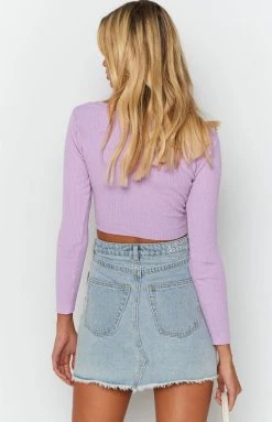 Beginning Boutique Tops Alyssia Knit Top Lilac