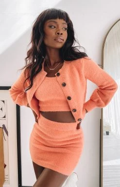 Beginning Boutique Apollo Knit Cardi Peach Tops