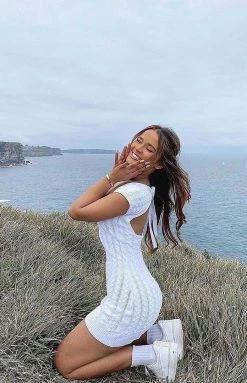 BB Exclusive Cable Mini Dress White