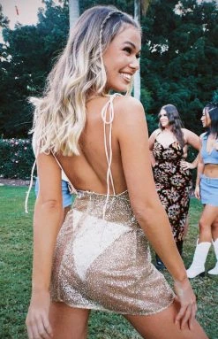 BB Exclusive New Charmaine Gold Glitter Mini Dress