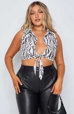 BB Exclusive Tops Cooper Tie Up Shirt Zebra 26 BB Exclusive Tops Cooper Tie Up Shirt Zebra