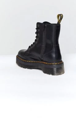Dr. Martens Jadon 8 Eye Boot Black Polish Smooth Back In Stock