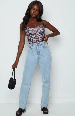 Beginning Boutique Rexie Purple Printed Top Tops