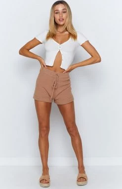 Beginning Boutique Jamie Knit Shorts Mocha Bottoms