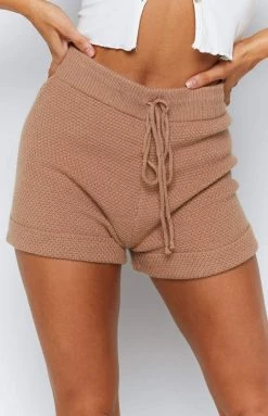 Beginning Boutique Jamie Knit Shorts Mocha Bottoms
