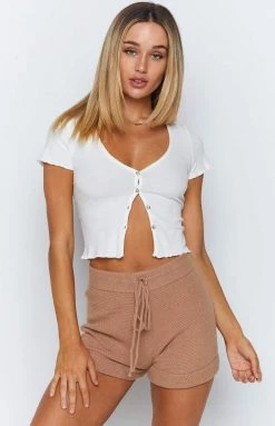 Beginning Boutique Jamie Knit Shorts Mocha Bottoms