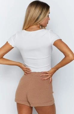 Beginning Boutique Jamie Knit Shorts Mocha Bottoms