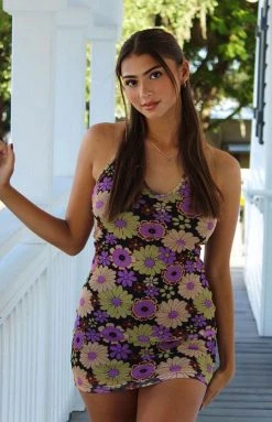 Beginning Boutique Dresses Karlie Halter Dress Purple Floral