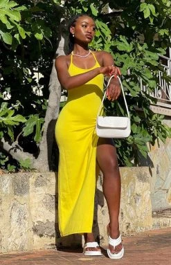 BB Exclusive Lila Yellow Midi Dress