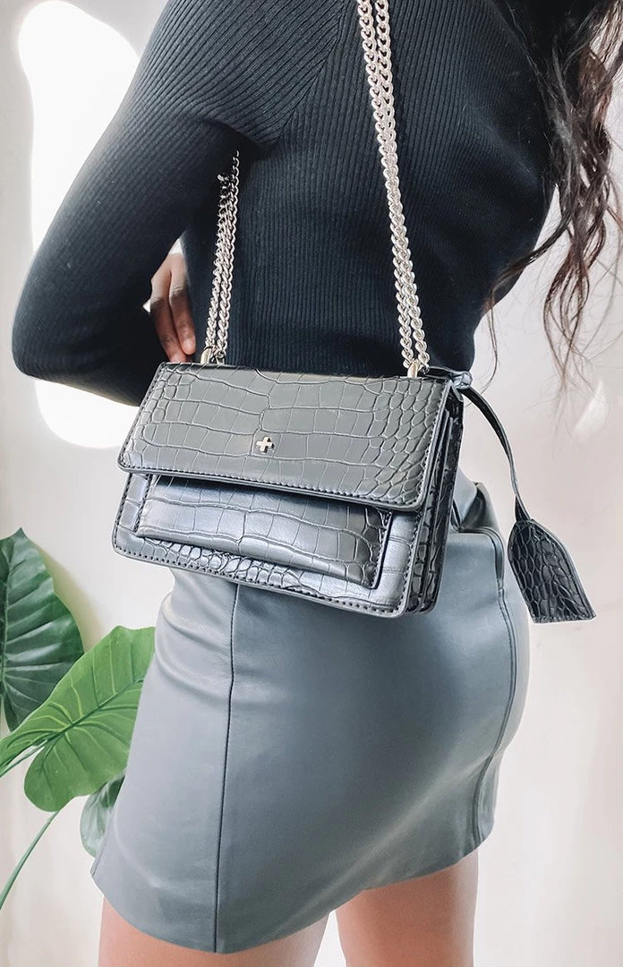 Peta And Jain Peta & Jain Lissy Shoulder Bag Black Croc Back In Stock 1 Peta And Jain Peta & Jain Lissy Shoulder Bag Black Croc Back In Stock