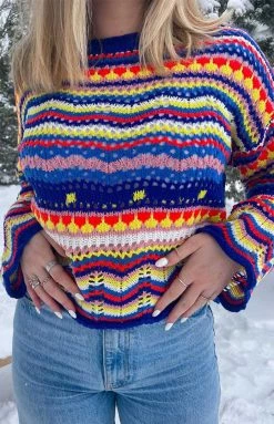 Beginning Boutique Long Weekend Sweater Blue Long Sleeve Tops 21 Beginning Boutique Long Weekend Sweater Blue Long Sleeve Tops