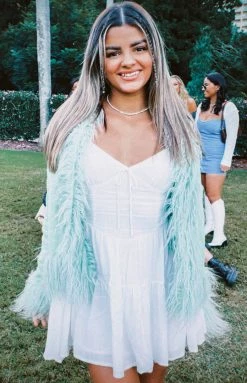 Beginning Boutique Lucille Green Fur Jacket New