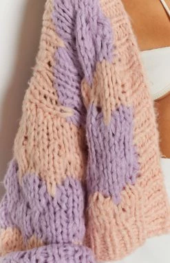 Beginning Boutique Kinley Chunky Knit Cardi Pink Tops