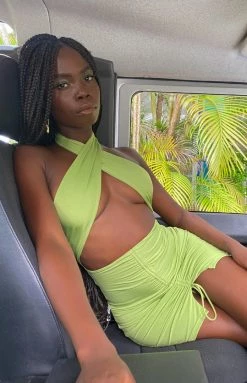 BB Exclusive Dresses Mia Cross Neck Dress Green