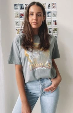 Tops Thrills Howling Moon Merch Tee - Washed Grey