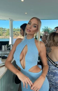 BB Exclusive Catarina Blue Knit Midi Dress