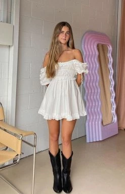 Beginning Boutique Bristol Puff Sleeve Mini Dress White New