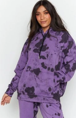 Nana Judy Delta Hooded Oversize Sweater Violet Tie Dye Outerwear