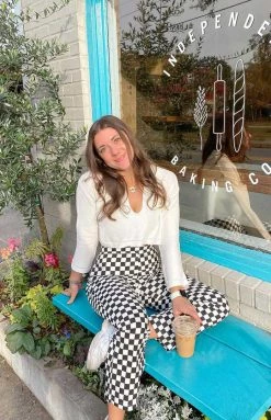 Beginning Boutique Bottoms Lorelai Check Pant Black