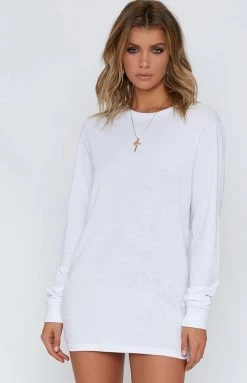 BB Exclusive White Long Sleeve Tee White Tops