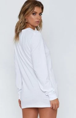 BB Exclusive White Long Sleeve Tee White Tops
